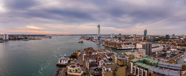 Letecký Pohled Portsmouth Večer Velká Británie — Stock fotografie