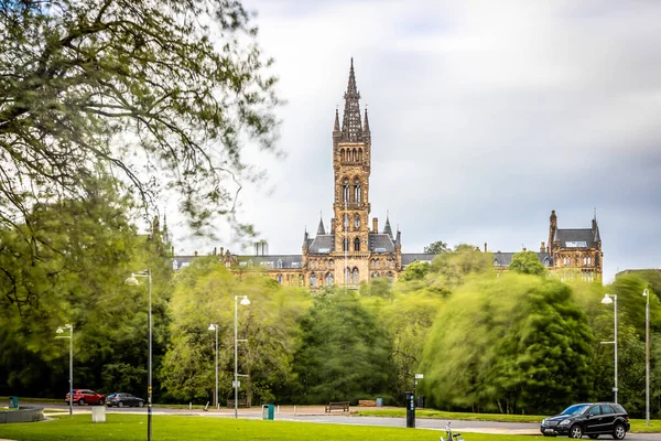 Widok Glasgow University Pochmurny Dzień Szkocja — Zdjęcie stockowe