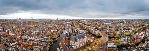 Vista Aérea Dos Canais Amesterdão Países Baixos — Fotografia de Stock