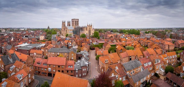 Aerial View York Minster Cloudy Day England — Stock Photo, Image