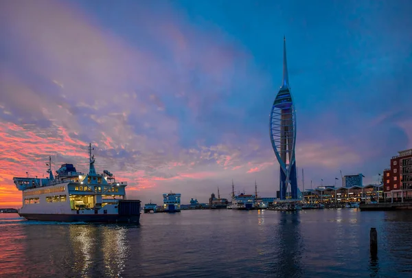 Pohled Portsmouth Při Západu Slunce Létě Velká Británie — Stock fotografie