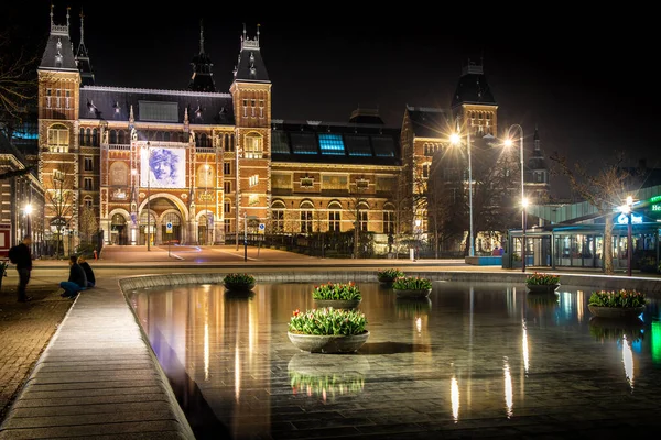 Rijksmuseum Night Amsterdam Netherlands — Stock Photo, Image