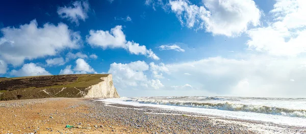 Seven Sisters Chalk Cliffs Stormy Day England — Stock Photo, Image