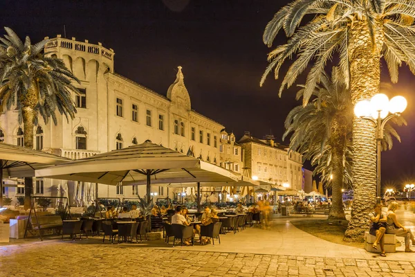 Vista Nocturna Ciudad Vieja Trogir —  Fotos de Stock