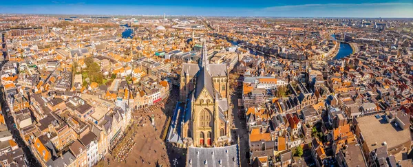 Aerial View Medieval Cathedral Haarlem Netherlands — Stock Photo, Image