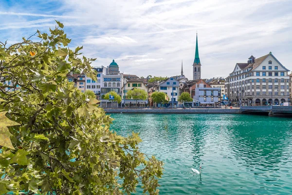 Vista Aérea Zurich Río Limmat Suiza — Foto de Stock