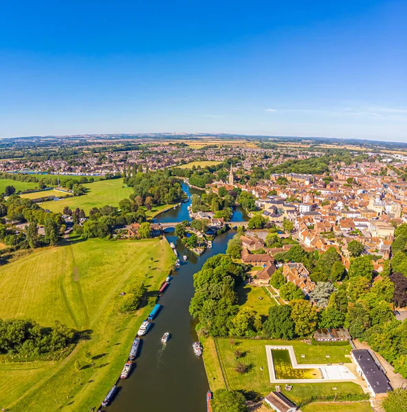 Ngiltere Abingdon Yakınlarındaki Thames Nehrinin Havadan Görüntüsü — Stok fotoğraf