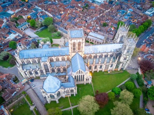 Aerial Twilight View York Minster England — Stock Photo, Image