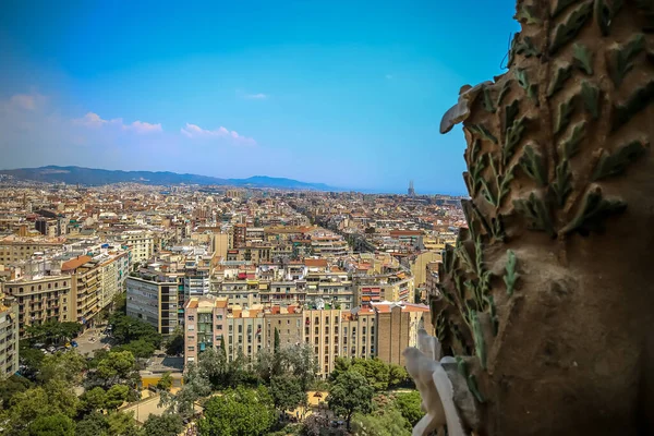 Luchtfoto Van Barcelona Vanaf Sagrada Familia Zomer — Stockfoto