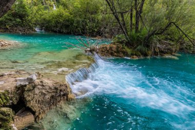 Hırvatistan 'da Plitvice göllerinin manzarası