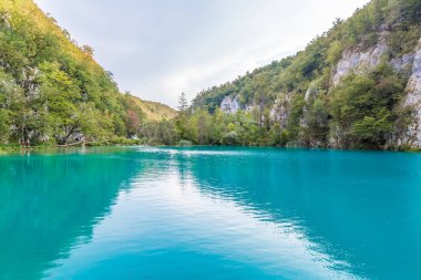 Hırvatistan 'da Plitvice göllerinin manzarası