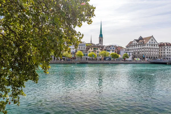 Vista Aérea Zurich Río Limmat Suiza — Foto de Stock