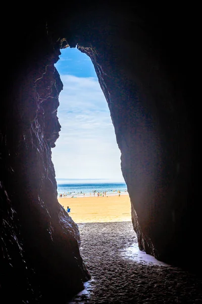 Caverna Hollywell Bay Cornwall Reino Unido — Fotografia de Stock