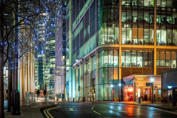 Skyscrapper Business Quarter Night London — Stock Photo, Image