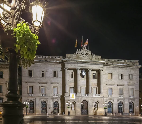 Câmara Municipal Barcelona Noite — Fotografia de Stock