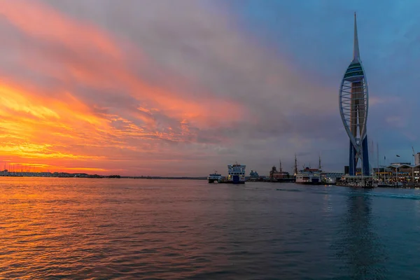 Pohled Portsmouth Při Západu Slunce Létě Velká Británie — Stock fotografie