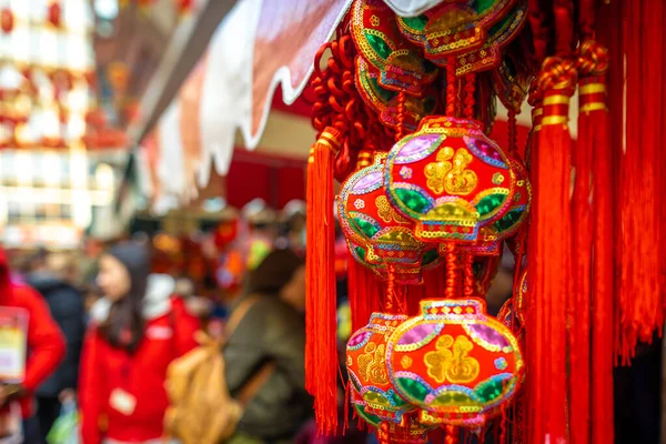 Красный Китайский Фонарь Улицах Китая Лондон — стоковое фото