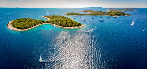 Vista Aérea Das Ilhas Paklinski Hvar Croácia — Fotografia de Stock