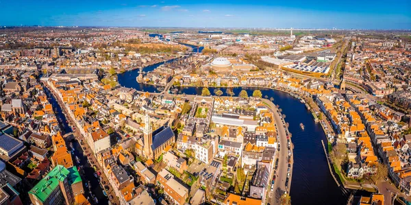 Hollanda Nın Başkenti Haarlem Deki Hava Manzaralı Köprü — Stok fotoğraf
