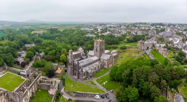 stock image Aerial view of St Davids cathedral in Wales