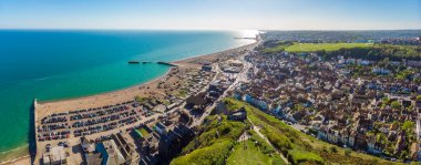 Aerial view of Hastings, UK clipart