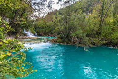 Hırvatistan 'da Plitvice göllerinin manzarası