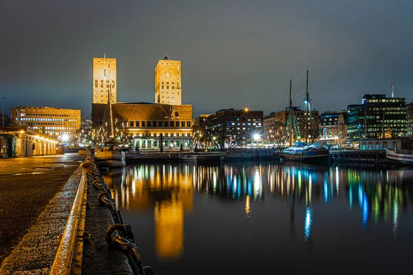 Ayuntamiento Oslo Invierno Noruega — Foto de Stock