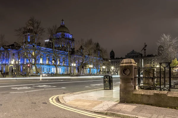 Belfast City Hall Noite Reino Unido — Fotografia de Stock