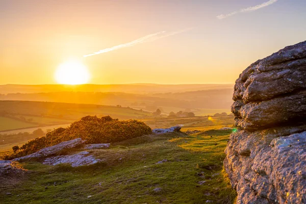 Akşamları Dartmoor Milli Parkı Manzarası Ngiltere — Stok fotoğraf