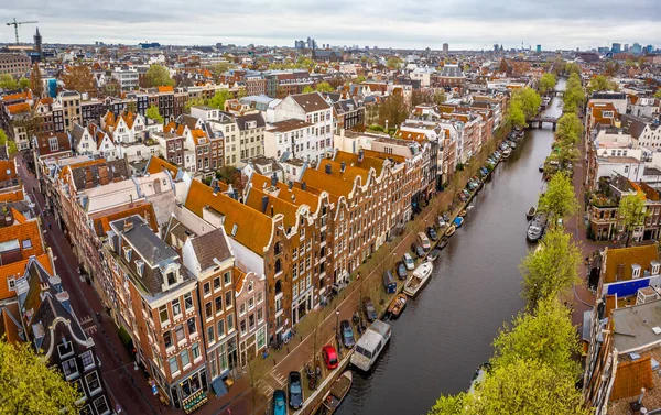 Luchtfoto Van Amsterdam Grachten Nederland — Stockfoto