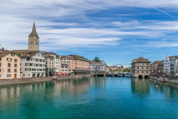 Vista Aérea Rio Zurique Limmat Suíça — Fotografia de Stock