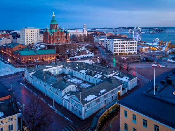 Vista Aérea Atardecer Helsinki Invierno Finlandia — Foto de Stock