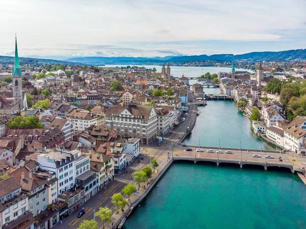 Aerial View Zurich Limmat River Switzerland — Stockfoto