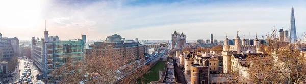 Αεροφωτογραφία Στο Tower Bridge Shard Ηλιόλουστη Μέρα Λονδίνο Ηνωμένο Βασίλειο — Φωτογραφία Αρχείου