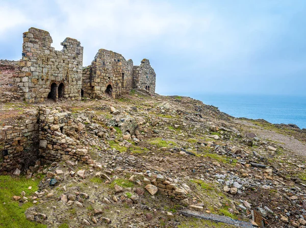Vista Antiga Mina Estanho Cornwall Reino Unido — Fotografia de Stock