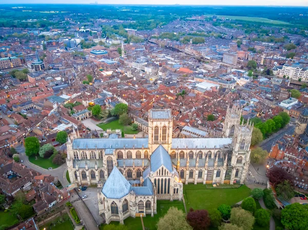 Aerial Twilight View York Minster England — Stockfoto
