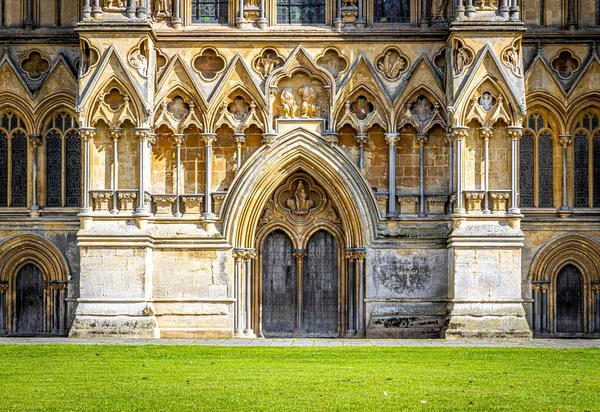 Wells Katedrali Nin Manzarası Wells Somerset Ngiltere Ngiltere — Stok fotoğraf