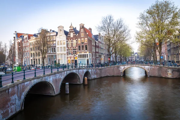 Widok Most Leidsegracht Amsterdamie Holandia — Zdjęcie stockowe