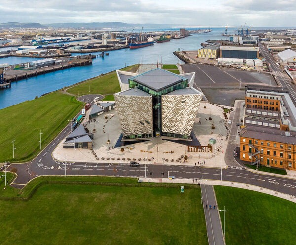 Aerial view of Belfast in autumn