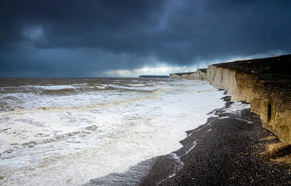 Seven Sisters Chalk Cliffs Stormy Day England — Stock Photo, Image