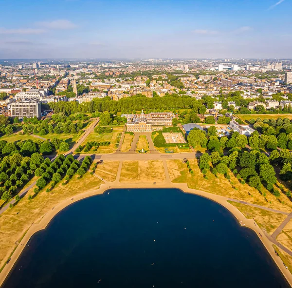 Vista Aérea Del Palacio Kensington Estanque Redondo Hyde Park Londres —  Fotos de Stock