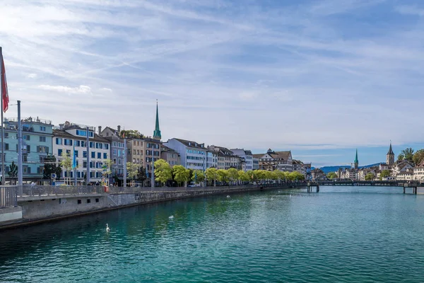 Pemandangan Udara Zurich Dan Sungai Limmat Swiss — Stok Foto