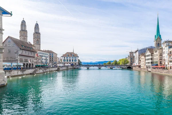 Vista Aérea Rio Zurique Limmat Suíça — Fotografia de Stock