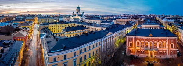 Vista Aérea Atardecer Helsinki Invierno Finlandia — Foto de Stock