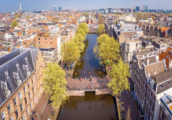 Aerial View Old City Amsterdam Netherlands — Stockfoto