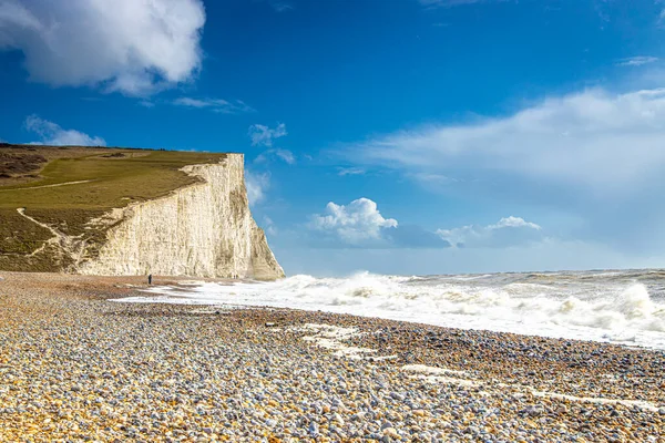 Seven Sisters Chalk Cliffs Stormy Day England — Stock Photo, Image