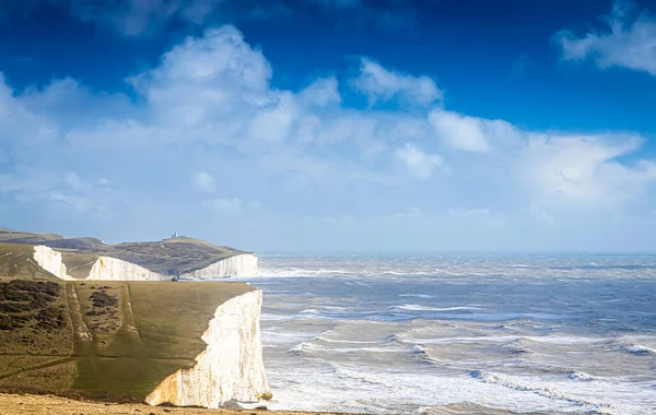 Seven Sisters Chalk Cliffs Stormy Day England — Stock Photo, Image