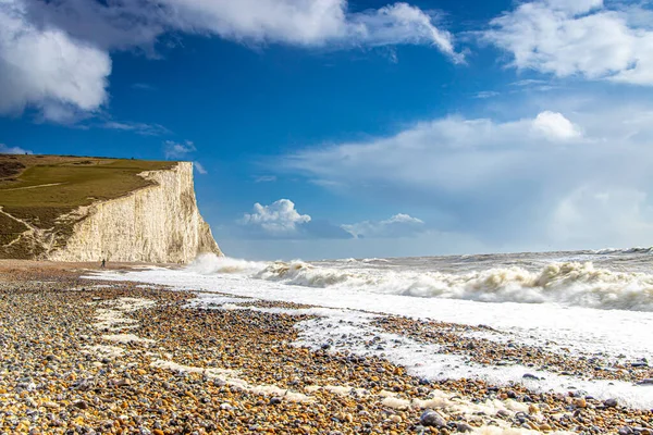 Seven Sisters Chalk Cliffs Stormy Day England — Stock Photo, Image