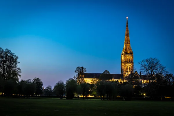View Salisbury Cathedral Twilight — Stock Photo, Image