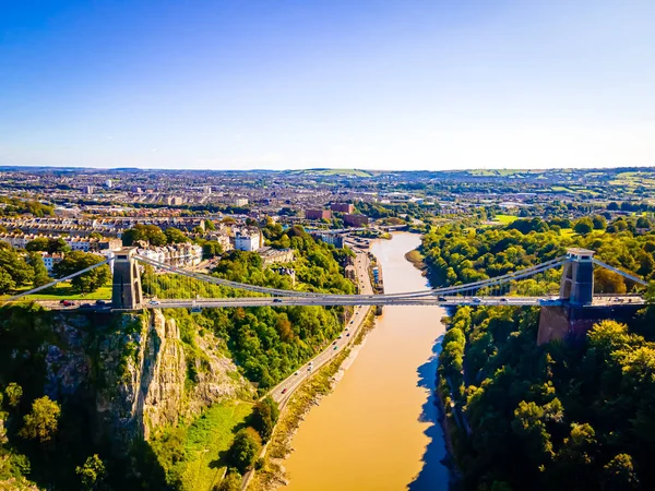 Bristol Ngiltere Deki Clifton Asma Köprüsünün Hava Görüntüsü — Stok fotoğraf